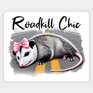 Roadkill Chic funny dead possum with pink hair ribbon bow Magnet
